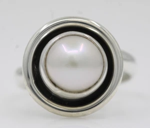 Sterling Silver Mexico Pearl Ring Size 8.5 - 7.2 Grams - Picture 1 of 12
