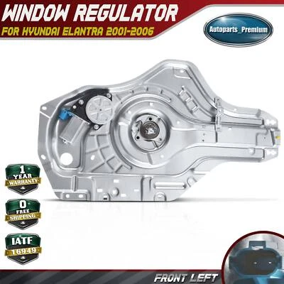 Front Left Power Window Regulator w/ Motor & Panel for Hyundai Elantra 2001-2006 - Image 1 of 4