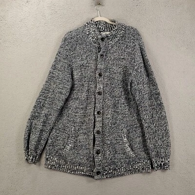 Old Navy Cardigan Mens XL Black White Gray Speckled Button Up Sweater Grandpa - Image 1 of 4