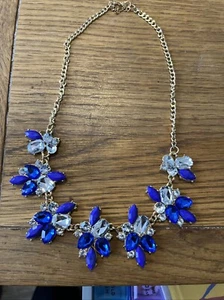Golden Tone Bib Necklace Very Nice Tri Colour Very Sparkling See Pics For Det - Bild 1 von 3