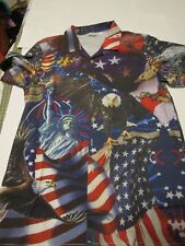 Vintage Miss Look July 4th Allover print Button Down Short Sleeve Small EUC 