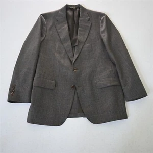 Vtg USA Made 42R Brown Windowpane Mens Blazer Suit Jacket Sport Coat - Picture 1 of 12