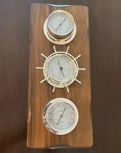 Temperature & Barometer Wall Display Springfield Instrument Clock Wood 16x4x7" - Picture 1 of 6