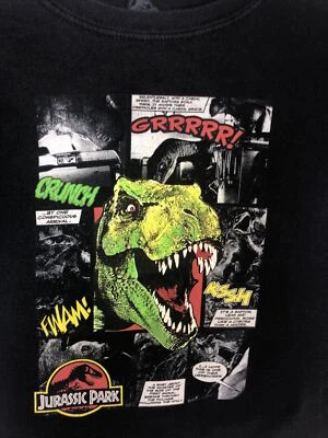 Jurassic Park Man Eater T-Rex Dinosaur Graphic Tee Shirt Boys Black Size 8 - Image 1 of 4