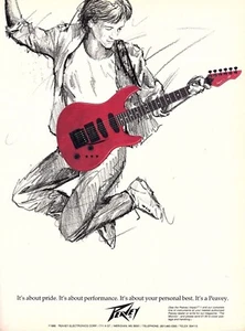 De colección Años 80 PEAVEY IMPACT 1 REVISTA ANUNCIO IMPRESO Guitarra Eléctrica Super Strat Página Pinup - Imagen 1 de 1