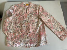 Ruby Rd. Blouse Women's Size 12 Silky Shimmery Button Down Animal Print Roll Tab