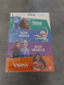 Coffret 4 dvd Walt Disney La Reine Des Neiges 1 Et 2 Vaiana  Raya Neuf 