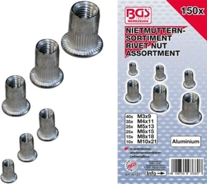 Surtido de tuercas remachadoras BGS | Aluminio | 150 piezas - 14127 - Imagen 1 de 1