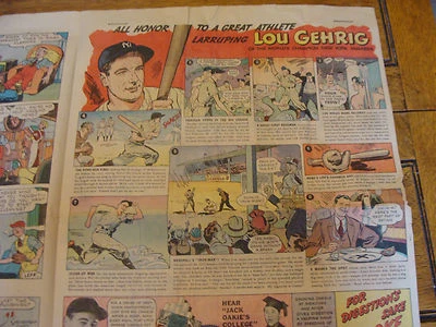 Buffalo Times Sunday April 18, 1937 COMICS w Lou Gehrig ad for Camels - Imagem 1 de 4