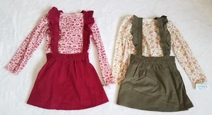 5T Baby Girl Carter's 4 Piece  2 SETS  Floral Tee & Corduroy Jumper Set SIZE 5T - Picture 1 of 3