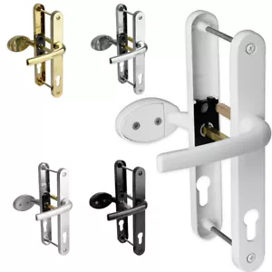 uPVC Door Handle 92mm 62mm Offset Lever Pad 210mm Fixings Sprung Pair Patio PVC - Picture 1 of 7
