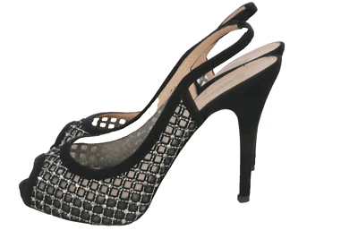 Valentino Garavani Perforated Crystal Peep Toe Slingback Sandals Size 39.5 - Image 1 of 4