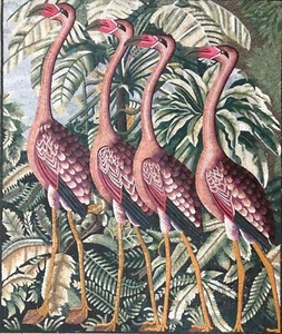 Flamingos Marmor Mosaikfliese Handarbeit Mosaik Wandfliese - Bild 1 von 2