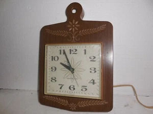 Reloj de pared tabla de cortar vintage Mid-Century modelo 2146 GE cocina funcionando - Imagen 1 de 6