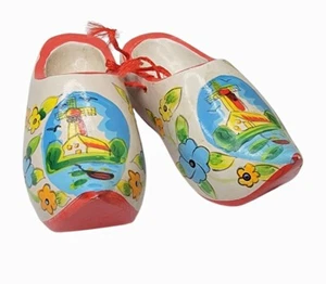  Souvenir Holzschuhe Holland Dutch Clogs geschnitzt Vintage Windmühle MINIATUR - Bild 1 von 6