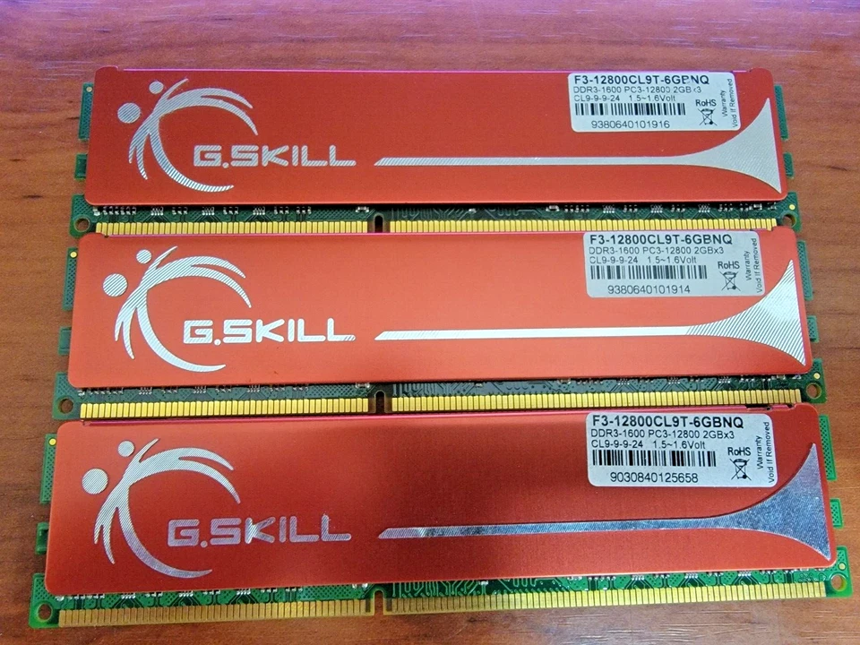 G.Skill F3-12800CL9D-6GBNQ 3x2GB PC3-12800 1600Mhz DDR3 Desktop Memory RAM - Image 1 of 1
