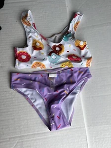 Girls donuts and sprinkles, print Two Piece Swimsuit 5 Year white, and purple - Picture 1 of 3