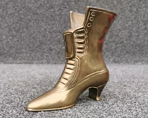 Vintage Messing viktorianische Damen Stiefel, groß & schwer Ornament Pflanzgefäß Türstopper - Bild 1 von 10
