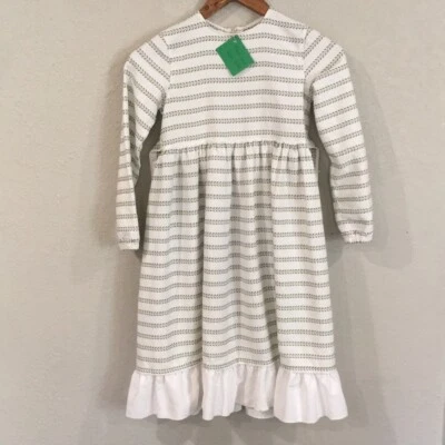 Mom and Pop's Kids Girl M 7/8 Dress Stripe Long Sleeve Ruffle Heavyweight Modest - Image 1 of 4