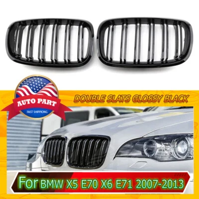 For BMW X5 X6 E70 E71 2009-2013 Front Bumper Grille Grill Kidney Cover Vent Pair - image 1 of 4