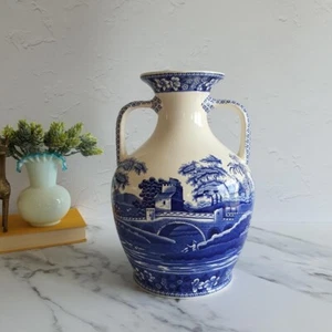 Spode Blue Tower Portland Vase England Large 11 inch Twin Handled Vintage Great - Picture 1 of 16