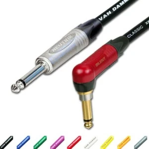 SILENT Angled Neutrik Guitar Jack to Jack Lead. Van Damme Cable. 6m 5m Electric - Picture 1 of 12