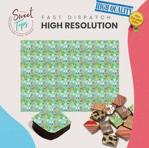 Chocolate Transfer Sheet (Easter Bunnies, Basket) Edible for Decorations A4 Size - Picture 1 of 2