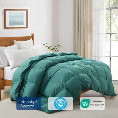 Peace Nest Down Feather Fiber Comforter All Season Super Soft Shell Green