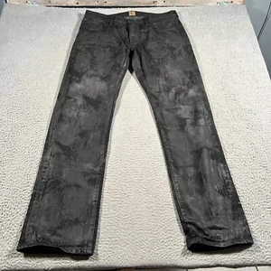 Jeans Prps uomo taglia 36x34 gamba dritta nero denim spettroscopio mimetico bottoni mosca - Foto 1 di 14