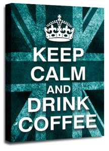 Large Keep Calm Art Print Quote Red White Blue Drink Coffee Framed Wall Picture - Picture 1 of 6