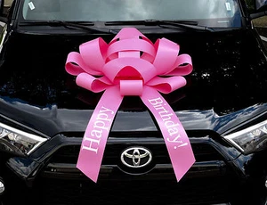 Arco de coche rosa feliz cumpleaños GRANDE, magnético, vinilo, sin arañazos ¡gran precio! - Imagen 1 de 5