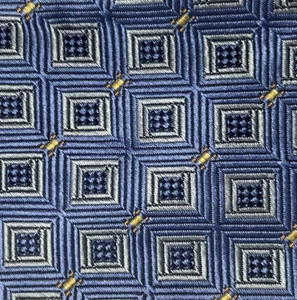 Bow Tie Men Silk Blue Silver Geometric SELF TIE Bowtie - Picture 1 of 11