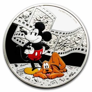 Niue -2023 Disney Mickey & Friends – Mickey & Pluto 3oz 999 Fine Silver Coin - Picture 1 of 4