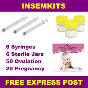 Home Insemination Kit - 6 x Syringes + 6 x Jars + 50 Ovulation + 20 Pregnancy - Picture 1 of 11