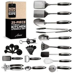 Asani 25-Piece Stainless Steel Kitchen Utensil Set | Non-Stick Cooking Gadget... - Picture 1 of 6