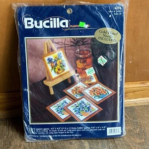 Bucilla Plastic Canvas Kit -- Gallery of Coaster Set of 6 No. 6276 NOS Floral - Picture 1 of 5