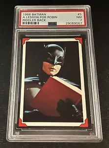 PSA 7 1966 Batman Riddler Back #5 A Lesson For Robin Card Topps TV 1960s NM - Picture 1 of 2