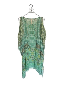 Nuevo Poncho Chico's Verde Blanco Negro Hombro Frío Cubrir - Talla S/M - Imagen 1 de 10