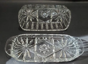 1960’s Vintage Anchor Hocking Clear Glass Butter Dish EAPG Star Of David, GUC - Picture 1 of 5