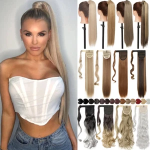 Extensiones de cabello grueso natural para humanos con clip de cola de caballo de 32 pulgadas de largo - Imagen 1 de 49