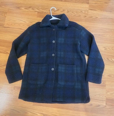 Lee Women's Jacket Chore Fleece Check Plaid Peacock Pocket Blue/Green Size Med - Image 1 of 4