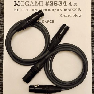 4 ft 2-Pack Mogami 2534 Star-Quad Microphone Cables Gray NEUTRIK XLR TOKYO_Made - Image 1 of 4
