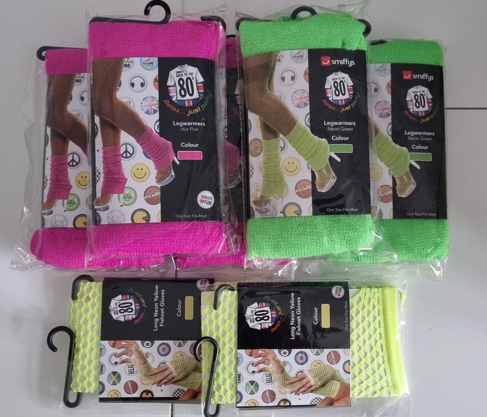 Neón Años 80 Calentadores de Piernas y Guantes de Rejilla Vestido Elegante Años 80 Disco Halloween Foto 1 de 1