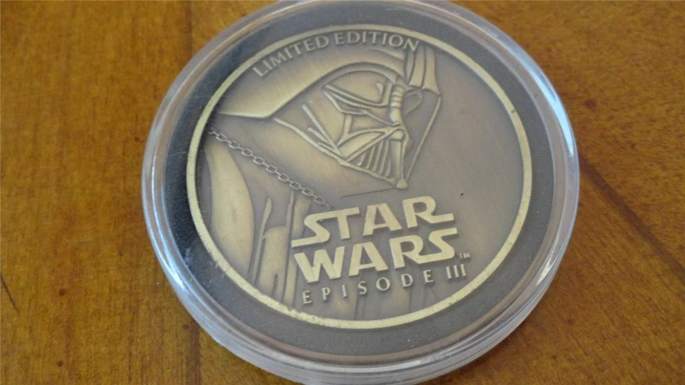 Disney STAR WARS Episode III 3 Limited Edition Darth Vader Obi Wan Brass Coin - Image 1 of 1