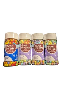 Over The Top Rainbow Sprinkles Pearls Decorating Cake Baking Lot Of 4 - Picture 1 of 8