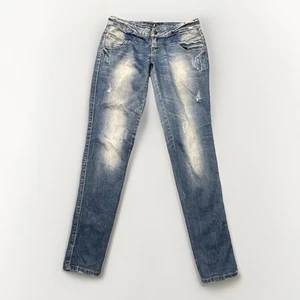 Iteno Jeans Woman’s Blue Cotton Blend Distressed Slim Jeans Size 32x32 - Picture 1 of 7