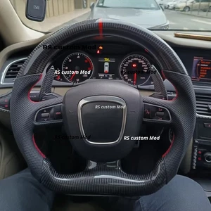 Volante sportivo piatto in fibra di carbonio reale per Audi 2004-2012 A4 2008-2010 A5 - Foto 1 di 11