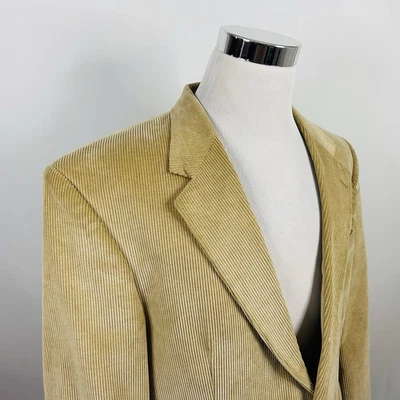 Abrigo deportivo de pana Lands End 44S mezcla de algodón beige forrado con dos botones ventilado Foto 1 de 4