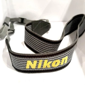 [Near Mint] NIKON  Camera neck strap yellow, grey,white,black (3.8cm) from JAPAN - Picture 1 of 9