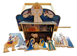 Melissa & Doug Wooden Nativity Set Heirloom Quality 11 Figures Stable Christmas - Foto 1 di 6